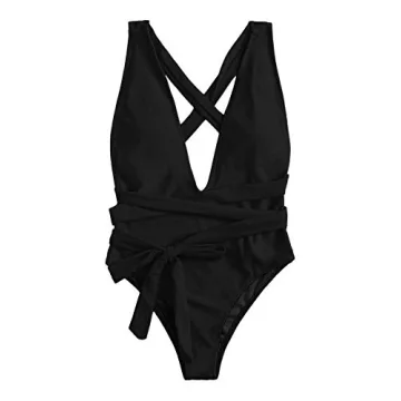 Lilosy Sexy Plunge Neck High Waisted One Piece Swimsuit