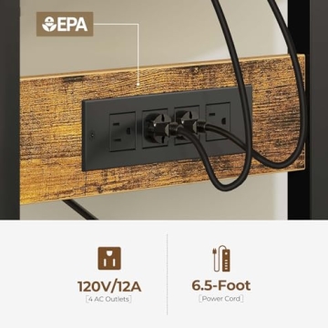 Rolanstar Baker's Rack 60.9" with Power Outlet & Hooks