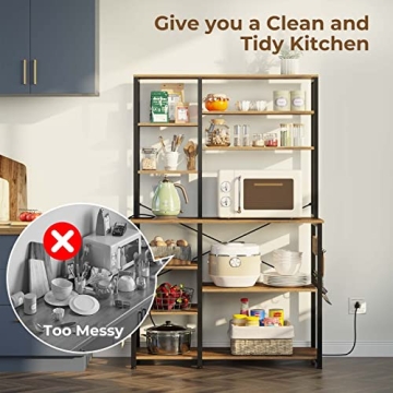 Rolanstar Baker's Rack 60.9" with Power Outlet & Hooks