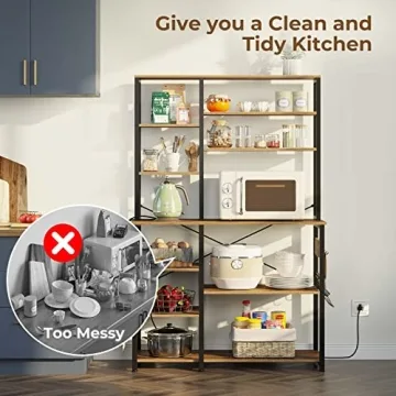 Rolanstar Baker's Rack 60.9" with Power Outlet & Hooks