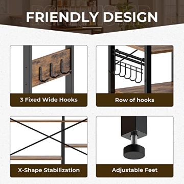 Rolanstar Baker's Rack 60.9" with Power Outlet & Hooks