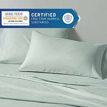 DEGREES OF COMFORT Coolmax Cooling Sheets | Queen Size Bed Sheet Set for Hot Sleepers | Soft Fabric with Deep Pocket, Mint-4PC