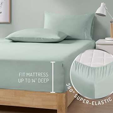 DEGREES OF COMFORT Coolmax Cooling Sheets | Queen Size Bed Sheet Set for Hot Sleepers | Soft Fabric with Deep Pocket, Mint-4PC