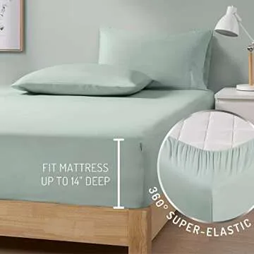 DEGREES OF COMFORT Coolmax Cooling Sheets | Queen Size Bed Sheet Set for Hot Sleepers | Soft Fabric with Deep Pocket, Mint-4PC