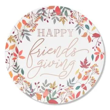 Elegant Friendsgiving Plates - 24 Pack with Rose Gold Foil