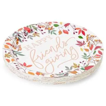 Elegant Friendsgiving Plates - 24 Pack with Rose Gold Foil