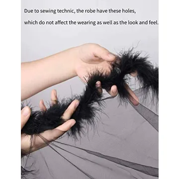 OhYeah Plus Size Feather Robe with Fur Trim for Women