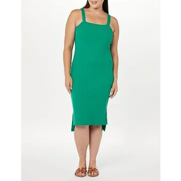 The Drop Amelia Strappy Midi Tank Dress - Luxe Ribbed Style