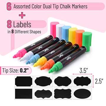 Mr. Pen- Chalk Markers, 6 Pack, Dual Tip, Vibrant Colors, 8 Labels, Chalkboard Markers, Liquid Chalk...