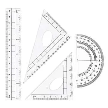 Unjoo Math Geometry Kit Sets 10 Piece Student Supplies with Shatterproof Storage Box,Includes Rulers,Protractor,Compass,Eraser,Pencil Sharpener,Lead Refills,Pencil,for Drafting and Drawings（Green）