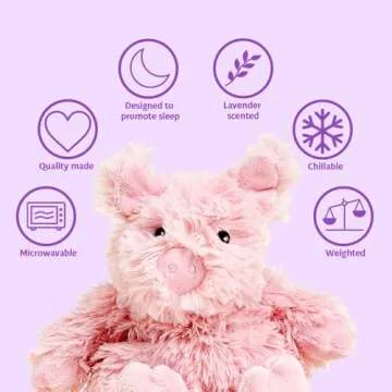 warmies Junior Pig Microwavable, Hot or Cold for Cool Relaxation and Warm Relief, Lavender Scented Cozy Plush Animal