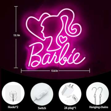 NINTHVEEN Neon Sign Pink Led Neon Light For Girls Room Light Up Sign For Bedroom Wall Decor, Fun Girl’s Gift For Wedding Birthday Party Kids Room Decor Valentines Day,Christmas Gift.