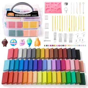 Shuttle Art Polymer Clay Kit - 50 Colors, Non-Toxic Clay and Tools
