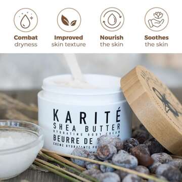 Karité Crème Corps Shea Butter Body Cream | Hydrating Moisturizer for Dry & Sensitive Skin | Dermatologist-Formulated and Approved | Cruelty-free & Hypoallergenic for all Skin Types