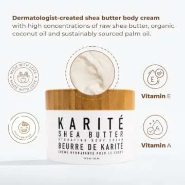 Karité Crème Corps Shea Butter Body Cream | Hydrating Moisturizer for Dry & Sensitive Skin | Dermatologist-Formulated and Approved | Cruelty-free & Hypoallergenic for all Skin Types
