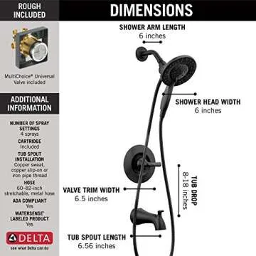 Delta Arvo 14 Series Tub & Shower Trim Kit - Matte Black