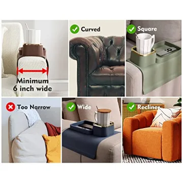 Elimiko Silicone Anti-Spill Anti-Slip Couch Cup Holder Tray