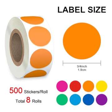 Misofuki 4000 PCS 3/4" Garage Sale Price Stickers - 8 Colors Decorative Labels