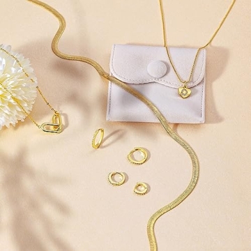 Freekiss 14K Gold Huggie Hoop Earrings Set - Hypoallergenic Jewelry