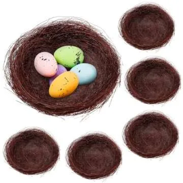 Hemoton 20Pcs Artificial Bird Nest, Natural Rattan Birds Nest Crafts, Easter Bird Nest Decorating Kit for Crafts, Easter, Party, Wedding, Patio (Coffee)