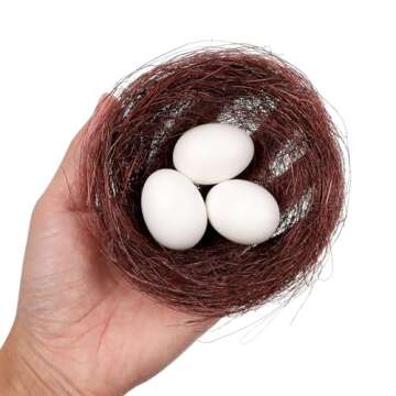Hemoton 20Pcs Artificial Bird Nest, Natural Rattan Birds Nest Crafts, Easter Bird Nest Decorating Kit for Crafts, Easter, Party, Wedding, Patio (Coffee)