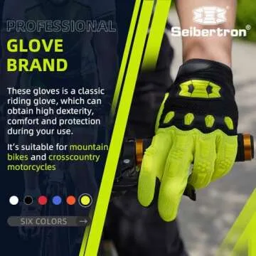 Seibertron Youth Unisex MX ATV MTB Racing Gloves - Full Finger Touchscreen Glove for Bicycle Cycling Mountain Biking Motorcycle and Motocross Fluo Yellow S