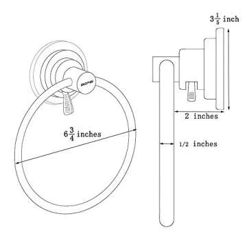 BOPai Drill Free Suction Cup Towel Ring for Easy Installation