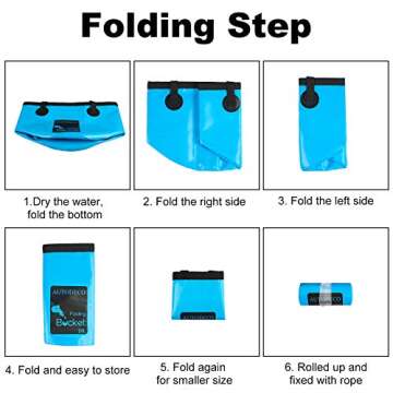 AUTODECO Collapsible Bucket 5 Gallon Container Folding Water Bucket Portable Wash Basin for Camping Fishing Travelling Outdoor Gardening Blue 1Pcs 20L