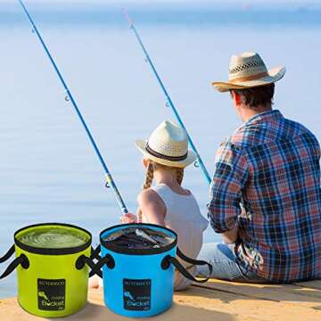 AUTODECO Collapsible Bucket 5 Gallon Container Folding Water Bucket Portable Wash Basin for Camping Fishing Travelling Outdoor Gardening Blue 1Pcs 20L