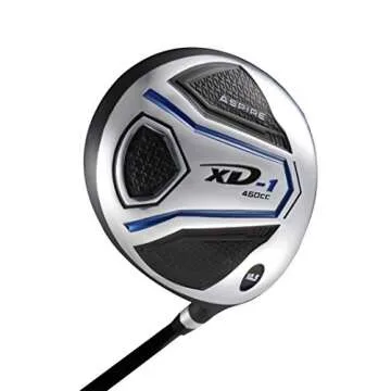 Aspire XD1 Men's Complete Golf Clubs Package Set Includes Titanium Driver, S.S. Fairway, S.S. Hybrid, S.S. 6-PW Irons, Putter, Bag, 3 H/C's Right Hand - BLUE - Choose Size! (Tall Size +1", Right Hand)
