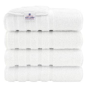American Soft Linen Luxury 4 Piece Bath Towel Set, 100% Cotton Turkish Bath Towels for Bathroom, 27x...