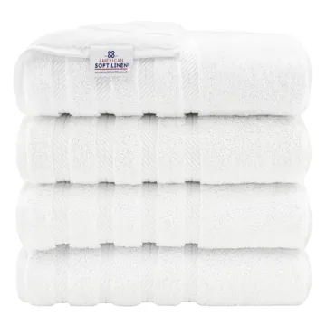 American Soft Linen Luxury 4 Piece Bath Towel Set, 100% Cotton Turkish Bath Towels for Bathroom, 27x...
