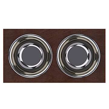 GrooveThis Woodshop - Personalized Elevated Dog Bowl Stand for Large, Medium, Small, X-Small Dogs - Stainless Steel Food and Water Bowls - Raised Dog Dish with Internal Storage (Large, Dark Walnut)