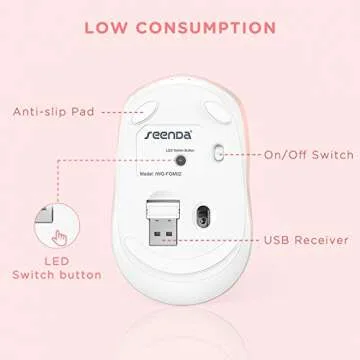 seenda Wireless Mouse, Rechargeable Light Up Mouse for Laptop, Small Cordless Mice with Quiet Click ...
