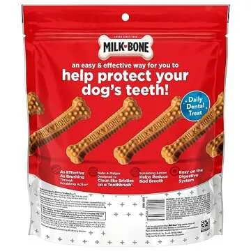 Milk-Bone Original Brushing Chews 48 Mini Daily Dental Dog Treats Scrubbing Action Helps Clean Teeth
