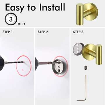 KES Bathroom Hardware Set SUS 304 Stainless Steel 3-Pieces 16 Inch Towel Bar Toilet Paper Holder Towel Hook Brushed Gold Finish, LA20BZ-32