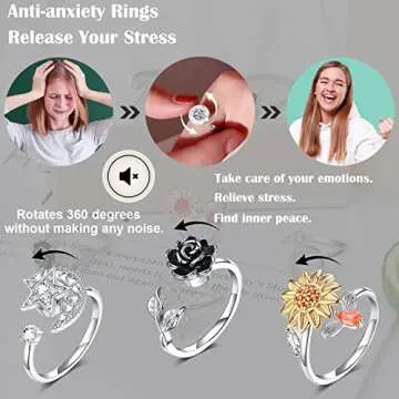 KOHOTA Adjustable Fidget Rings for Women - Stylish Stress Relief