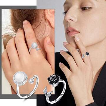 KOHOTA Adjustable Fidget Rings for Women - Stylish Stress Relief