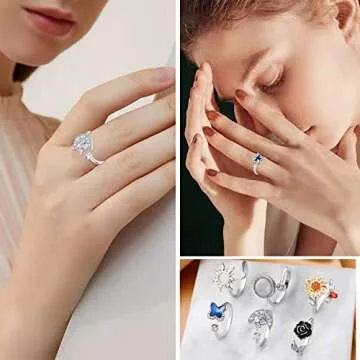 KOHOTA Adjustable Fidget Rings for Women - Stylish Stress Relief