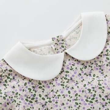 pureborn Toddler Girls Woven Dress Long Sleeve Spring Fall Playwear Dresses Floral Purple 3-4 Years