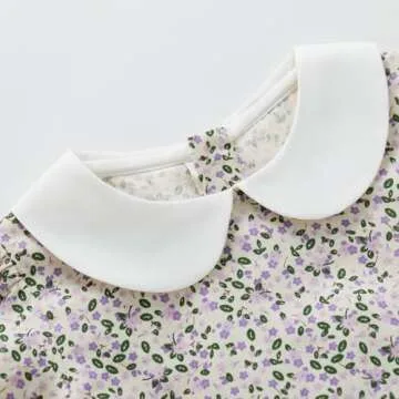 pureborn Toddler Girls Woven Dress Long Sleeve Spring Fall Playwear Dresses Floral Purple 3-4 Years