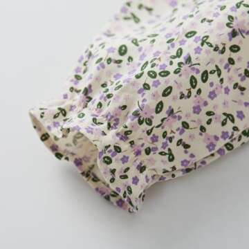 pureborn Toddler Girls Woven Dress Long Sleeve Spring Fall Playwear Dresses Floral Purple 3-4 Years