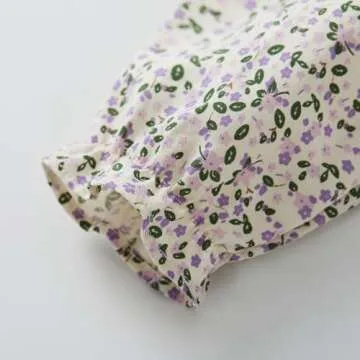 pureborn Toddler Girls Woven Dress Long Sleeve Spring Fall Playwear Dresses Floral Purple 3-4 Years