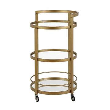 Henn&Hart 21" Wide Round Bar Cart in Brass, Bar Carts for the Home