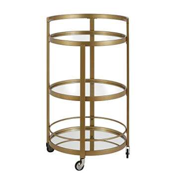 Henn&Hart 21" Wide Round Bar Cart in Brass, Bar Carts for the Home