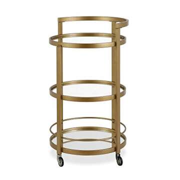 Henn&Hart 21" Wide Round Bar Cart in Brass, Bar Carts for the Home
