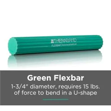 THERABAND FlexBar, Tennis Elbow Therapy Bar, Relieve Tendonitis Pain & Improve Grip Strength, Resistance Bar for Golfers Elbow & Tendinitis, Green, Medium, Intermediate
