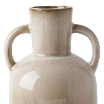 VICTOR & TERESA Beige Vase for Flowers, 11'' Decorative Ceramic Vases for Home Decor, Boho Vases for Pampas Grass, Table, Centerpieces, Mantel, Living Room, Aesthetic Room Decor, Gifts for Her