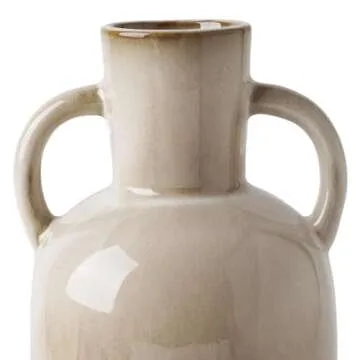 VICTOR & TERESA Beige Vase for Flowers, 11'' Decorative Ceramic Vases for Home Decor, Boho Vases for Pampas Grass, Table, Centerpieces, Mantel, Living Room, Aesthetic Room Decor, Gifts for Her