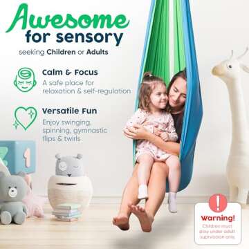 Sensory Swing Indoor Outdoor with 360° Hardware - Holds up to 300 lbs - Calming Therapy Swing for K...